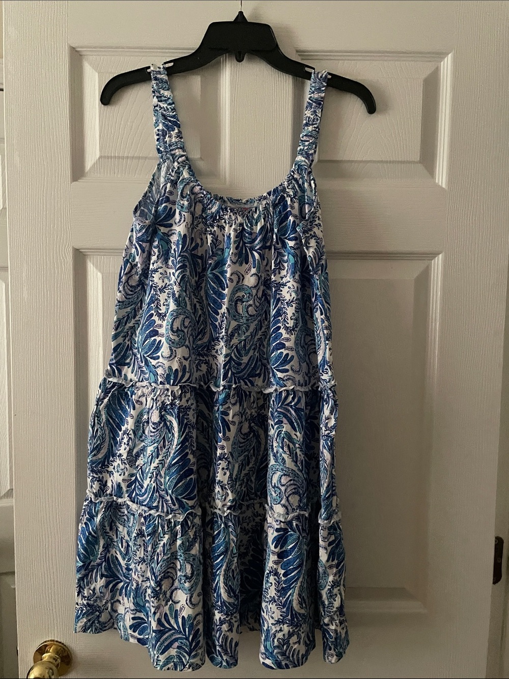 Lilly Pulitzer Blue, Teal & White Floral Tiered Sundress